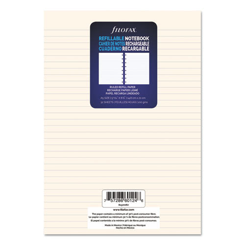 Image of FilofaxÂ® Notebook Refills, 8-Hole, 8.25 X 5.81, Narrow Rule, 32/pack