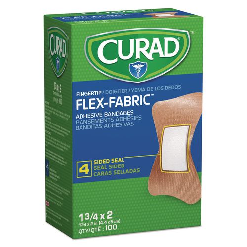 Image of Curad® NON25513 Flex Fabric Bandages, Fingertip, 1.75 X 2, 100/box