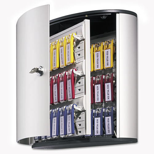 Image of Durable® 195223 Locking Key Cabinet, 36-Key, Brushed Aluminum, Silver, 11.75" x 4.63" x 11"