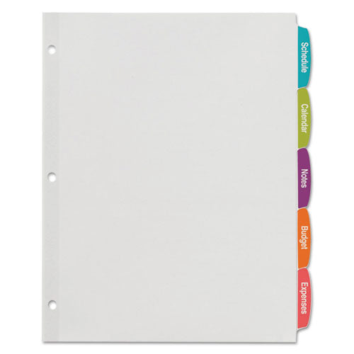 Image of Avery® 14434 Big Tab Printable White Label Tab Dividers, 5-Tab, 11 x 8.5, White, 20 Sets