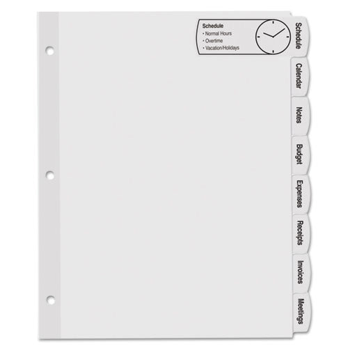 Image of Avery® 14441 Big Tab Printable Large White Label Tab Dividers, 8-Tab, 11 x 8.5, White, 20 Sets