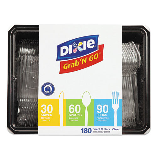 Image of Dixie® CH0369DX7 Combo Pack, Tray with Clear Plastic Utensils, Heavyweight, (90) Forks/(30) Knives/(60) Spoons, Plastic, Clear, 1,800/Carton