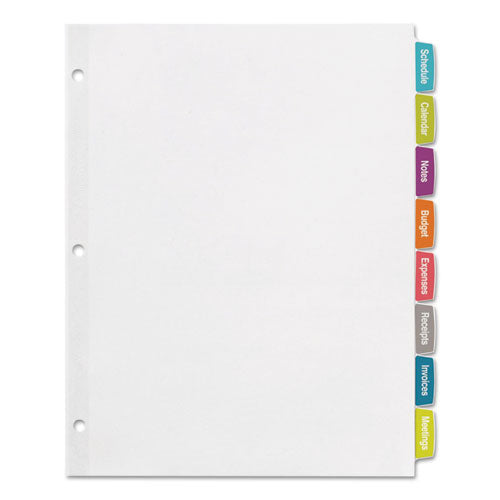 Image of Avery® 14435 Big Tab Printable White Label Tab Dividers, 8-Tab, 11 x 8.5, White, 20 Sets