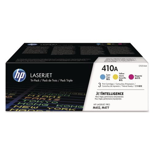 Image of HP CF251AM HP 410a, (cf251a-M) 3-Pack Cyan/magenta/yellow Original Laserjet Toner Cartridges
