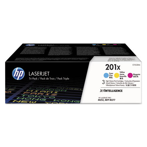 Image of HP CF253XM HP 201x, (cf253x-M) 3-Pack High-Yield Cyan/magenta/yellow Original Laserjet Toner Cartridges