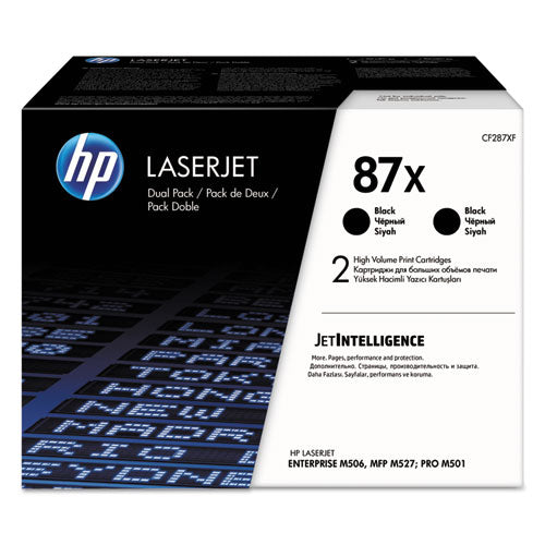 Image of HP CF287XD HP 87x, (cf287x-D) 2-Pack High-Yield Black Original Laserjet Toner Cartridges