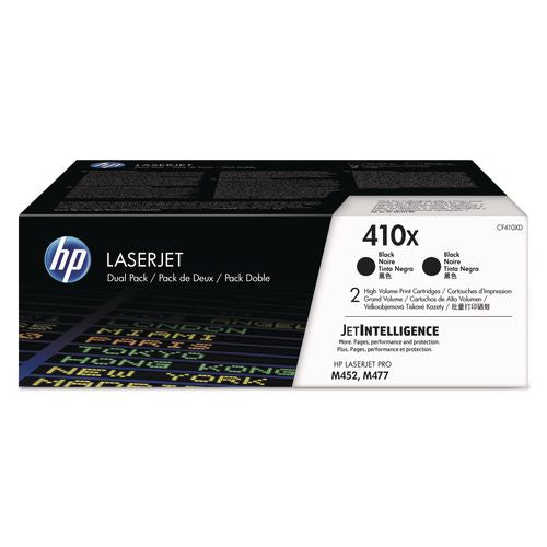 Image of HP CF410XD HP 410x, (cf410x-D) 2-Pack High-Yield Black Original Laserjet Toner Cartridges