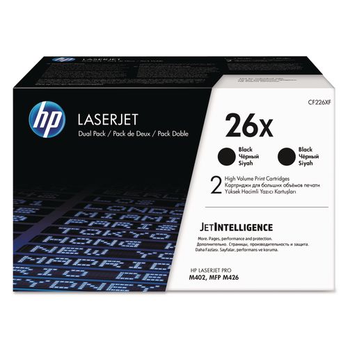 Image of HP CF226XD HP 26x, (cf226x-D) 2-Pack High-Yield Black Original Laserjet Toner Cartridges