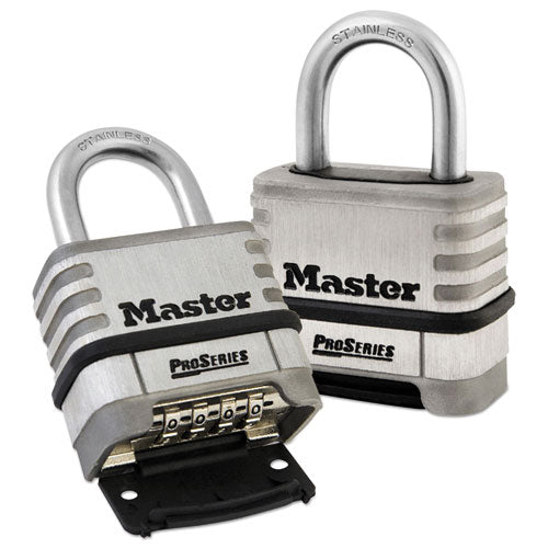 Image of Master Lock® 1174D ProSeries Stainless Steel Easy-to-Set Combination Lock, Stainless Steel, 2.18" Wide