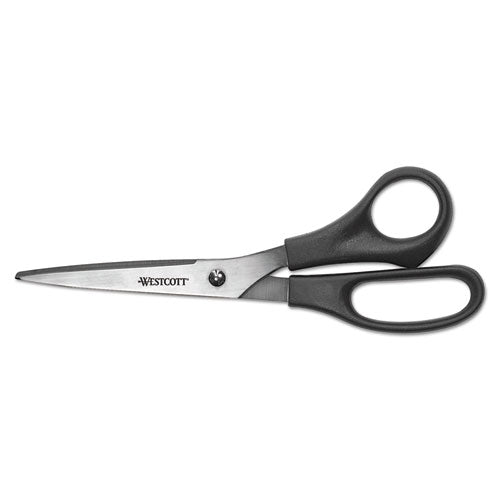 Image of Westcott® 16907 All Purpose Stainless Steel Scissors, 8" Long, 3.5" Cut Length, Offset Black Handle, 3/Pack