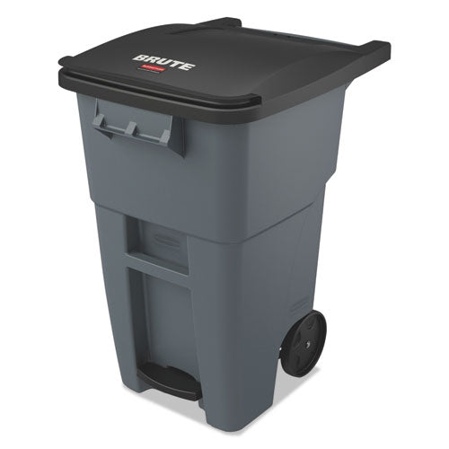 Image of Rubbermaid® Commercial 1971956 Brute Step-On Rollouts, 50 gal, Metal/Plastic, Gray