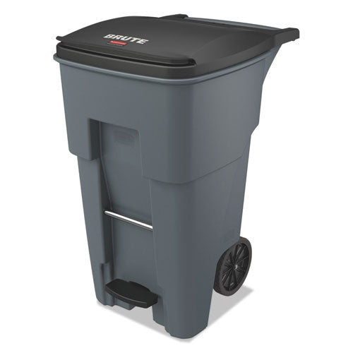 Image of Rubbermaid® Commercial 1971968 Brute Step-On Rollouts, 65 gal, Metal/Plastic, Gray