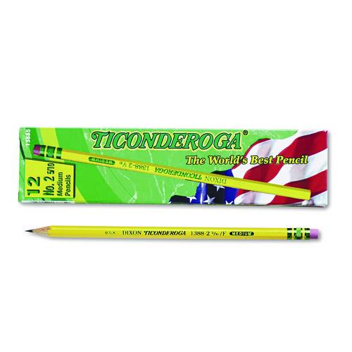 Image of Ticonderoga® X13885 Pencils, F (#2.5), Black Lead, Yellow Barrel, Dozen
