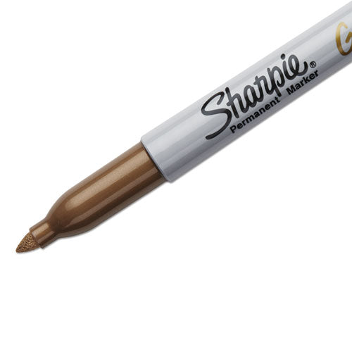 Image of Sharpie® 1823887 Metallic Fine Point Permanent Markers, Fine Bullet Tip, Gold, Dozen