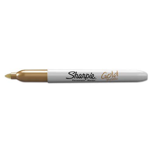 Image of Sharpie® 1829201 Metallic Fine Point Permanent Markers, Fine Bullet Tip, Gold-Silver-Bronze, 6/pack