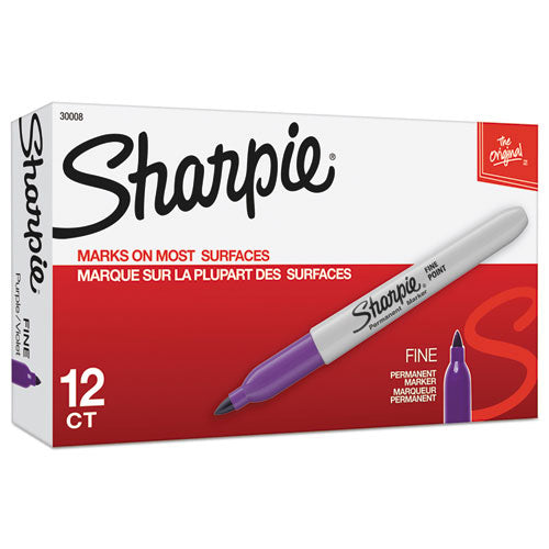 Image of Sharpie® 30008 Fine Tip Permanent Marker, Fine Bullet Tip, Purple, Dozen