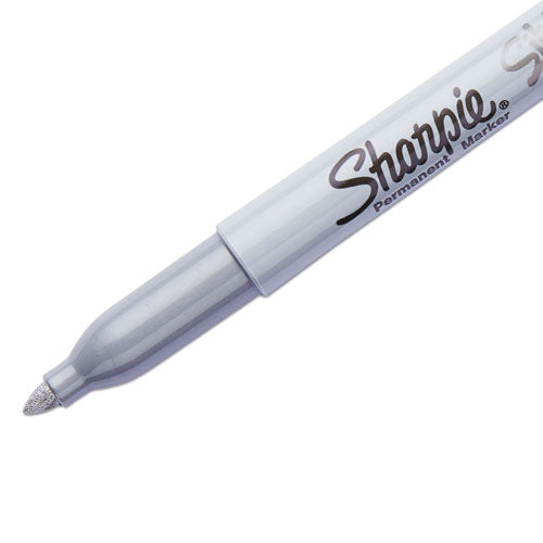 Image of Sharpie® 39109PP Metallic Fine Point Permanent Markers, Fine Bullet Tip, Metallic Silver, 4/pack