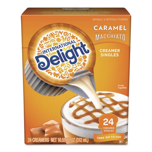 Image of International DelightÂ® Flavored Liquid Non-Dairy Coffee Creamer, Caramel Macchiato, 0.5 oz Mini Cups, 24/Box