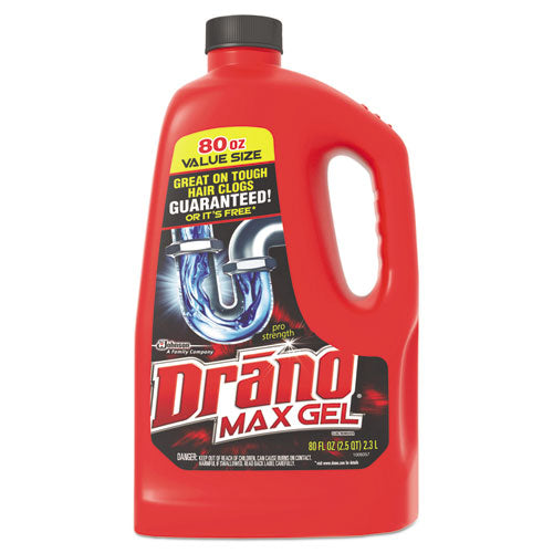 Image of Drano® 694772 Max Gel Clog Remover, Bleach Scent, 80 Oz Bottle, 6/carton