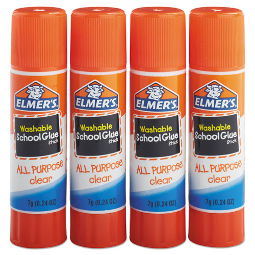 Image of Elmer's® E542 Washable School Glue Sticks, 0.24 Oz, Applies And Dries Clear, 4/pack