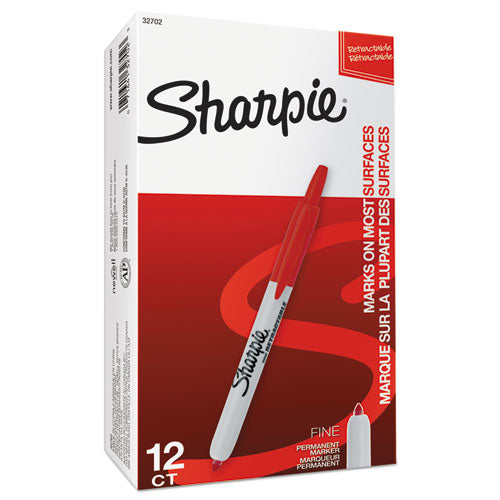 Image of SharpieÂ® Retractable Permanent Marker, Fine Bullet Tip, Red