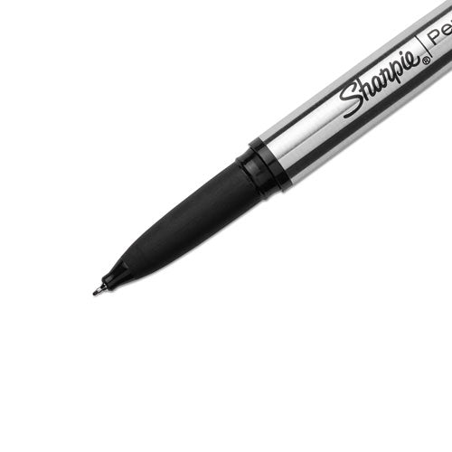 Image of Sharpie® 1800702 Stainless Steel Porous Point Pen, Stick, Fine 0.5 mm, Black Ink, Brushed Silver Barrel