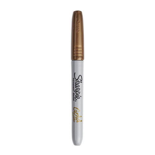 Image of Sharpie® 1823887 Metallic Fine Point Permanent Markers, Fine Bullet Tip, Gold, Dozen