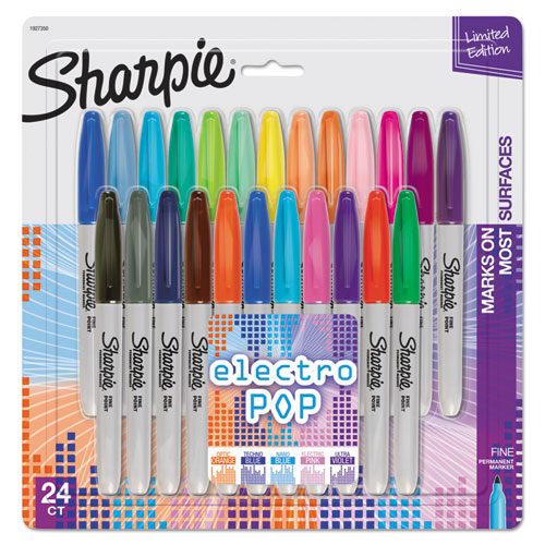 Image of SharpieÂ® Fine Tip Permanent Marker, Fine Bullet Tip, Assorted Colors, 24/pack