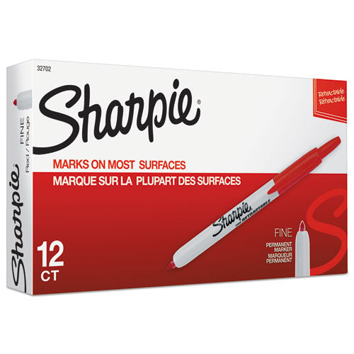 Image of SharpieÂ® Retractable Permanent Marker, Fine Bullet Tip, Red