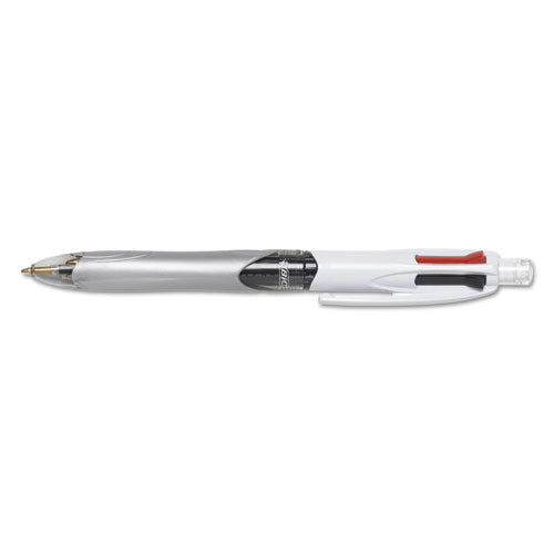 Image of BIC® MMLP1-AST 4-Color 3 + 1 Ballpoint Pen/Pencil, Retractable, Medium 1 mm Pen/0.7 mm Pencil, Black/Blue/Red Ink, Gray/White Barrel
