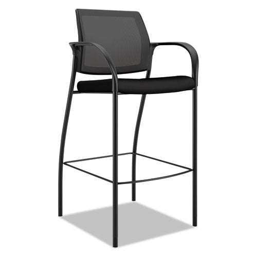Image of HON® HICS7.F.E.IM.CU10.T Ignition 2.0 Ilira-Stretch Mesh Back Cafe Height Stool, Supports Up to 300 lb, 31" High Seat, Black Seat/Back, Black Base