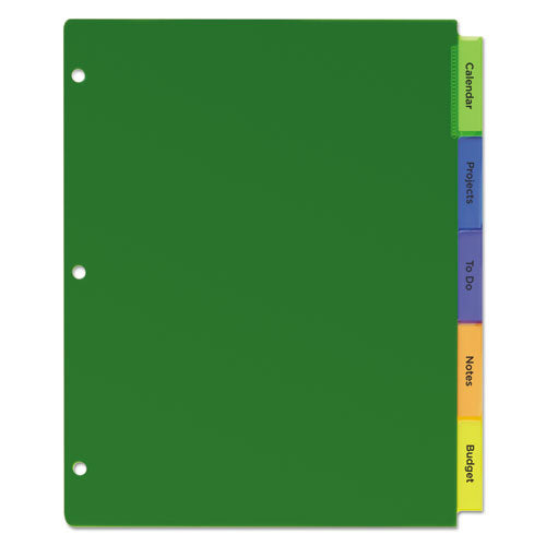 Image of Avery® 11900 Insertable Big Tab Plastic Dividers, 5-Tab, 11 X 8.5, Assorted, 1 Set