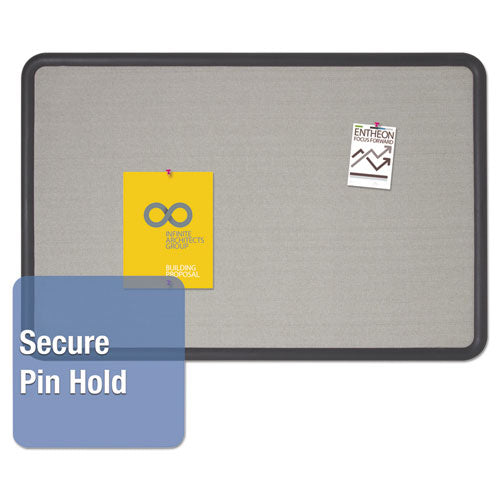 Image of Quartet® 7693G Contour Fabric Bulletin Board, 36" x 24", Gray Surface, Black Plastic Frame