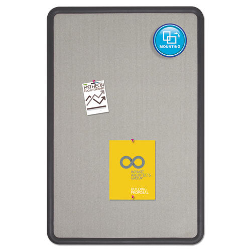 Image of Quartet® 7694G Contour Fabric Bulletin Board, 48" x 36", Gray Surface, Black Plastic Frame
