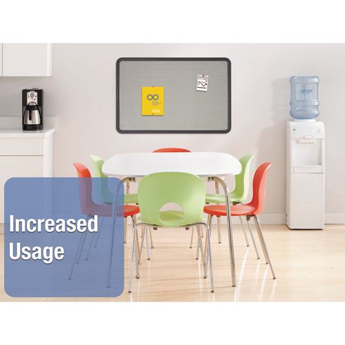 Image of Quartet® 7694G Contour Fabric Bulletin Board, 48" x 36", Gray Surface, Black Plastic Frame