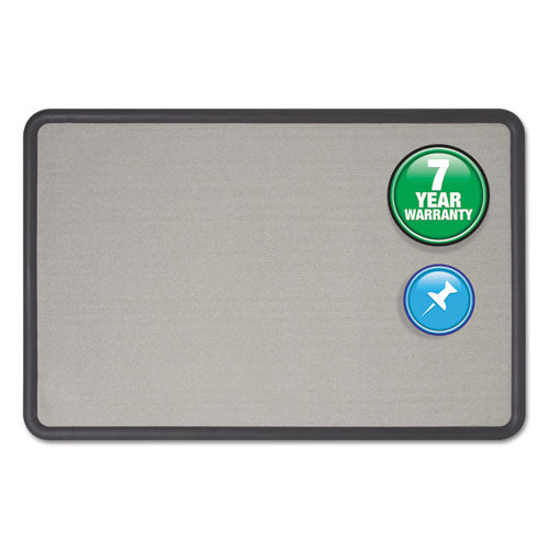Image of Quartet® 7693G Contour Fabric Bulletin Board, 36" x 24", Gray Surface, Black Plastic Frame