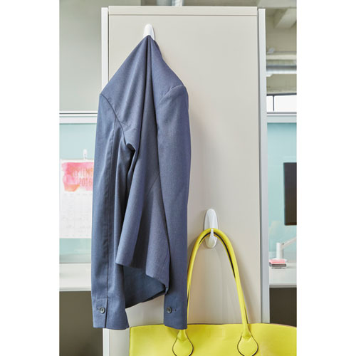 Image of Command 17081ES General Purpose Designer Hooks, Medium, Plastic, White, 3 lb Capacity, 2 Hooks and 4 Strips/Pack