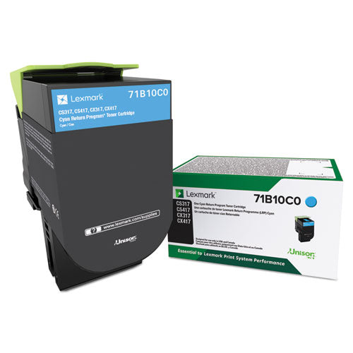 Image of Lexmark 71B10C0 71b10c0 Unison Toner, 2,300 Page-Yield, Cyan