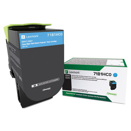 Image of Lexmark 71B1HC0 71b1hc0 Unison High-Yield Toner, 3,500 Page-Yield, Cyan