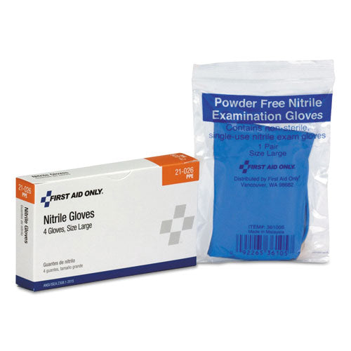 Image of First Aid Only 21-026-001 ANSI Compliant First Aid Kit Refill for 16 Unit First Aid Kit, Exam Gloves, Large, 4 Pieces