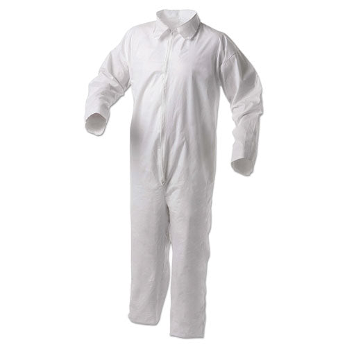 Image of KleenGuard 38918 A35 Liquid And Particle Protection Coveralls, Zipper Front, Large, White, 25/carton