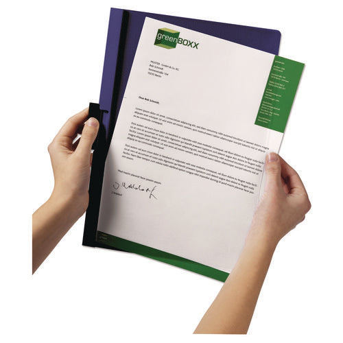 Image of Durable® DBL2214BK DuraClip Report Cover, Clip Fastener, 8.5 x 11, Holds 60 Sheets, Clear/Black, 25/Box