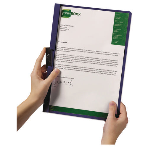 Image of Durable® DBL2214BK DuraClip Report Cover, Clip Fastener, 8.5 x 11, Holds 60 Sheets, Clear/Black, 25/Box