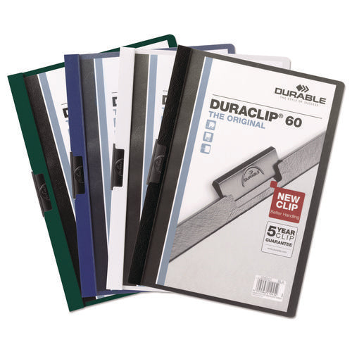 Image of Durable® DBL2214BK DuraClip Report Cover, Clip Fastener, 8.5 x 11, Holds 60 Sheets, Clear/Black, 25/Box
