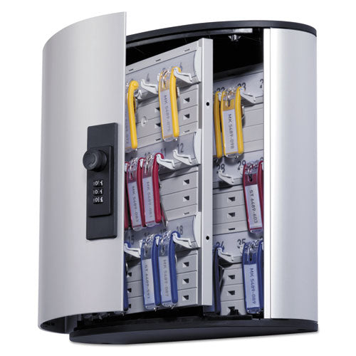 Image of Durable® 196623 Locking Key Cabinet, 36-Key, Brushed Aluminum, Silver, 11.75 X 4.63 X 11