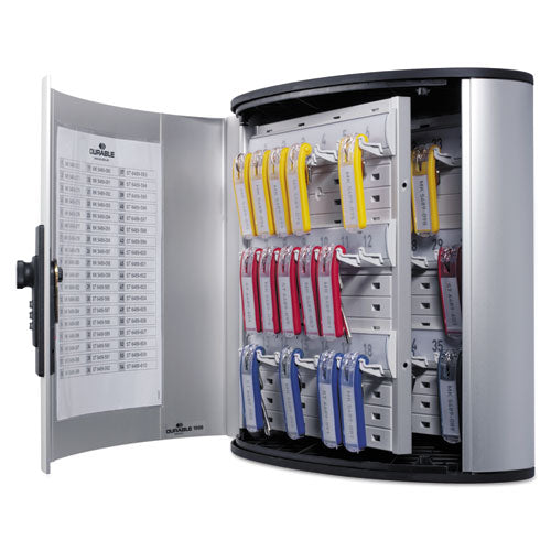 Image of Durable® 196623 Locking Key Cabinet, 36-Key, Brushed Aluminum, Silver, 11.75 X 4.63 X 11