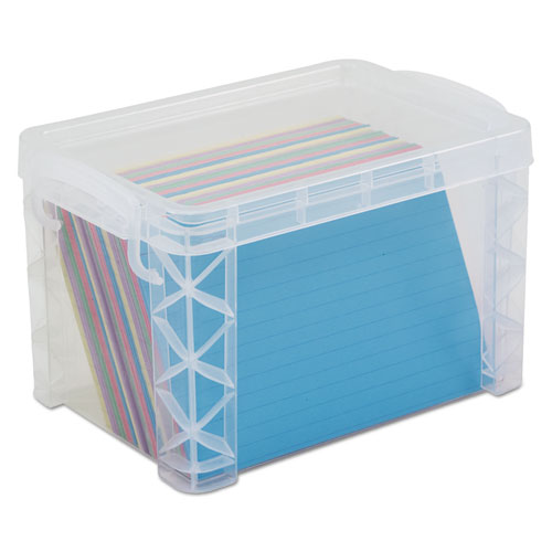 Image of Advantus 40305 Super Stacker Storage Boxes, Holds 500 4 X 6 Cards, 7.25 X 5 X 4.75, Plastic, Clear