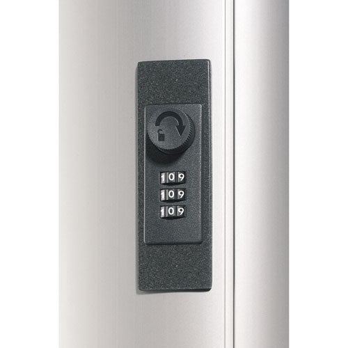 Image of Durable® 196723 Locking Key Cabinet, 72-Key, Brushed Aluminum, Silver, 11.75 x 4.63 x 15.75