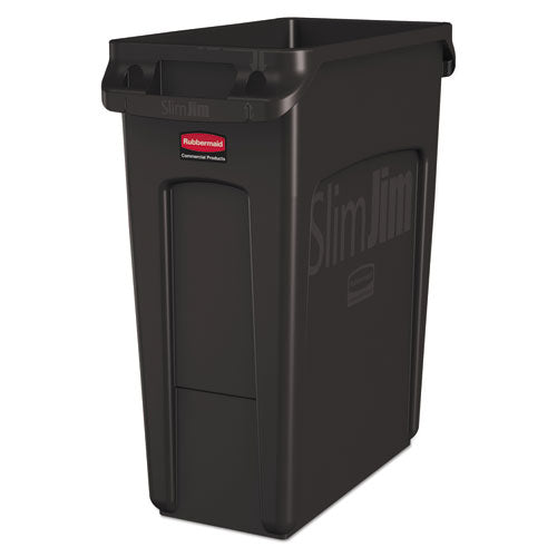 Image of Rubbermaid® Commercial 1955959 Slim Jim with Venting Channels, 16 gal, Plastic, Black