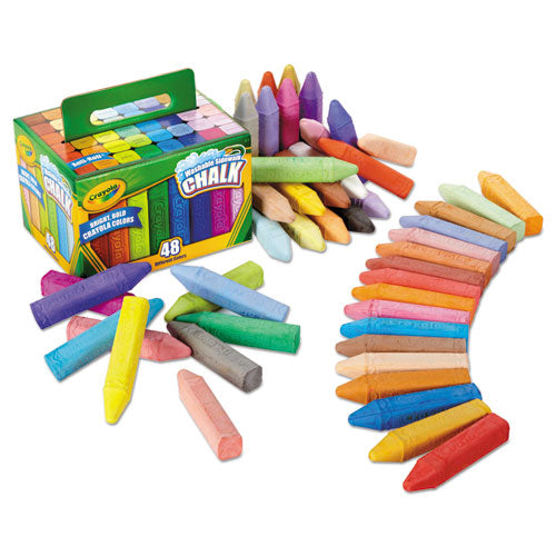 Image of Crayola® 51-2048 Washable Sidewalk Chalk, 4" x 0.88" Diameter, 48 Assorted Bright Colors, 48 Sticks/Set